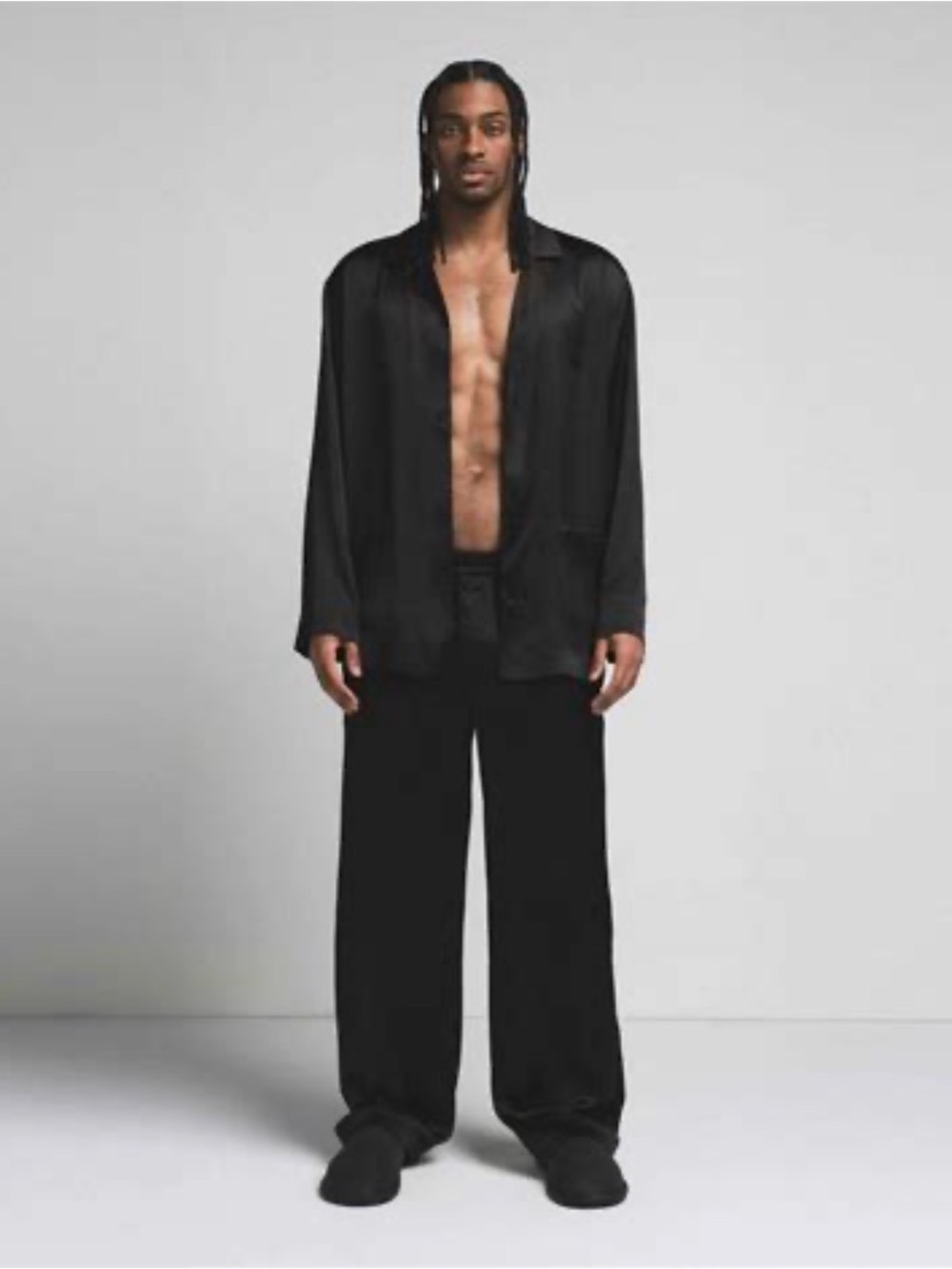 SKIMS Men’s Black Elastic-Waist NWT pajamas set size XL